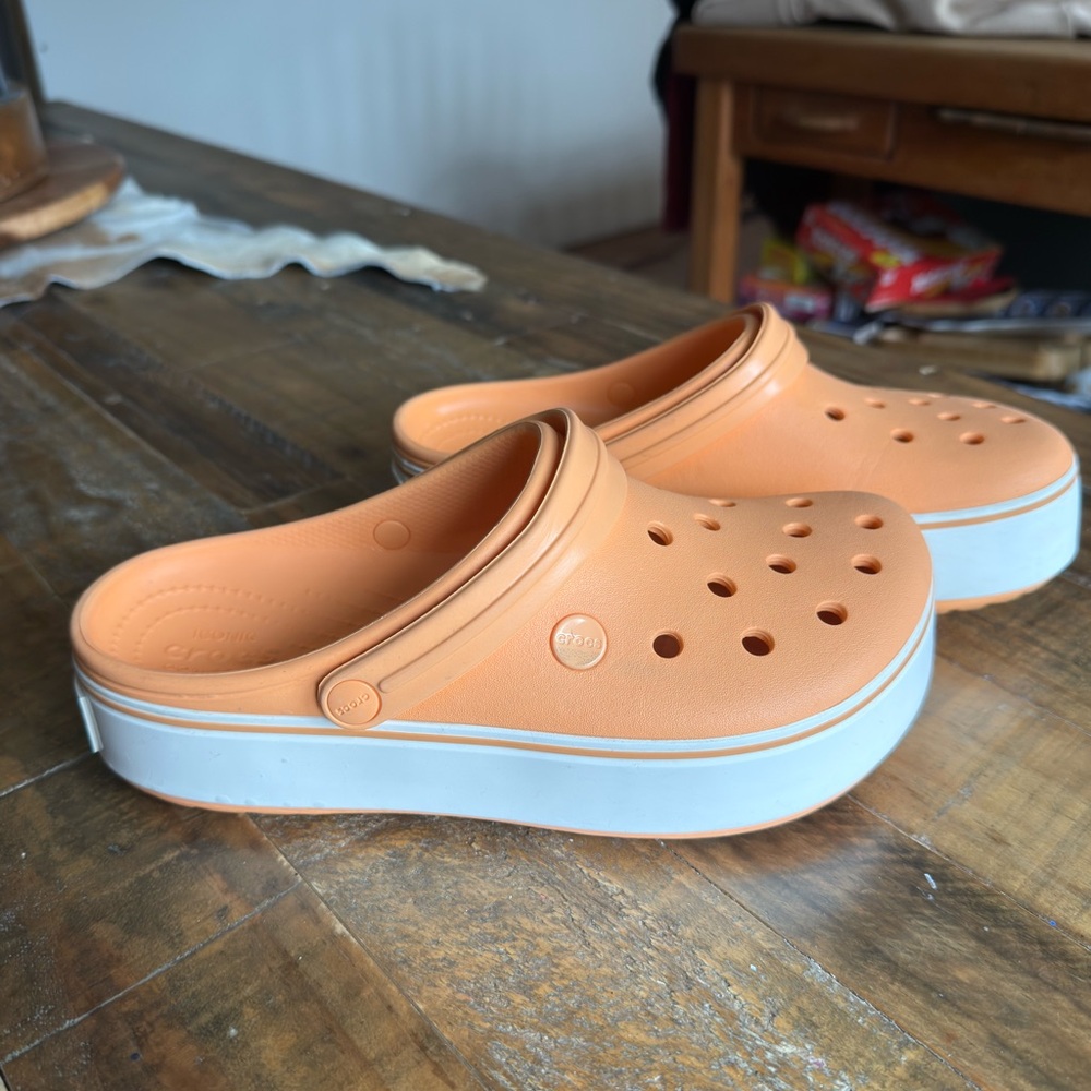 CROCS Orange and White Women's Clogs